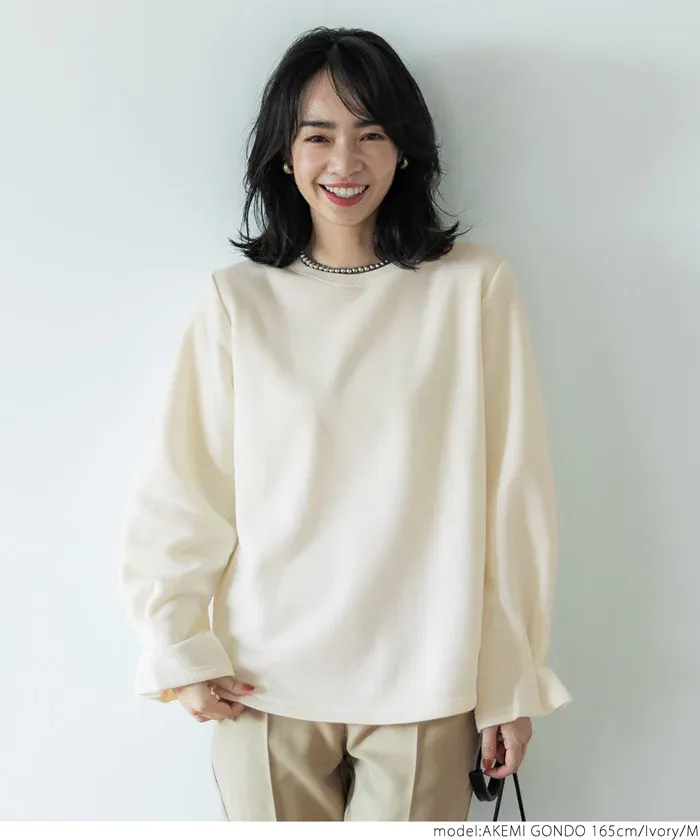 日本 COCA - 裏起毛甜美糖果袖長袖上衣-淺棕