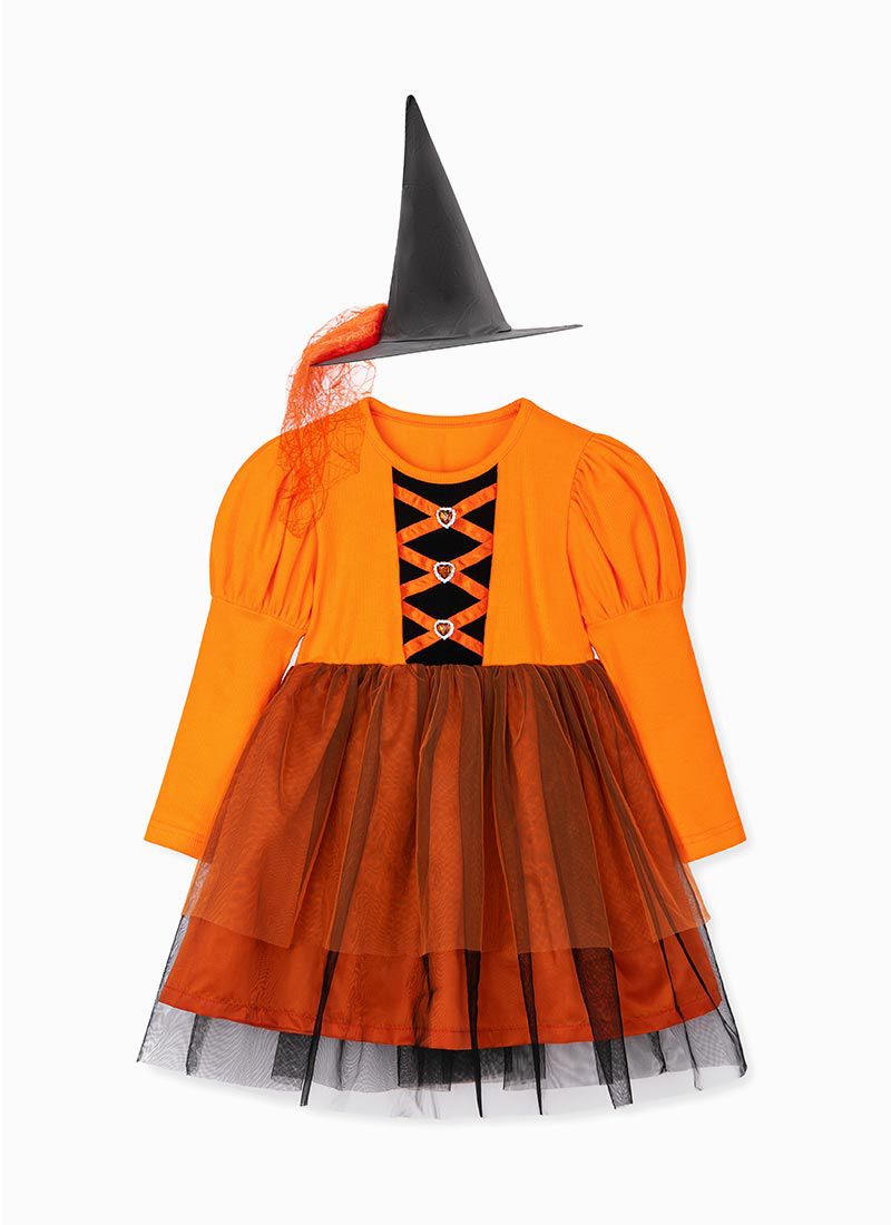 韓國 OZKIZ - (附帽子)南瓜女孩層次網紗洋裝