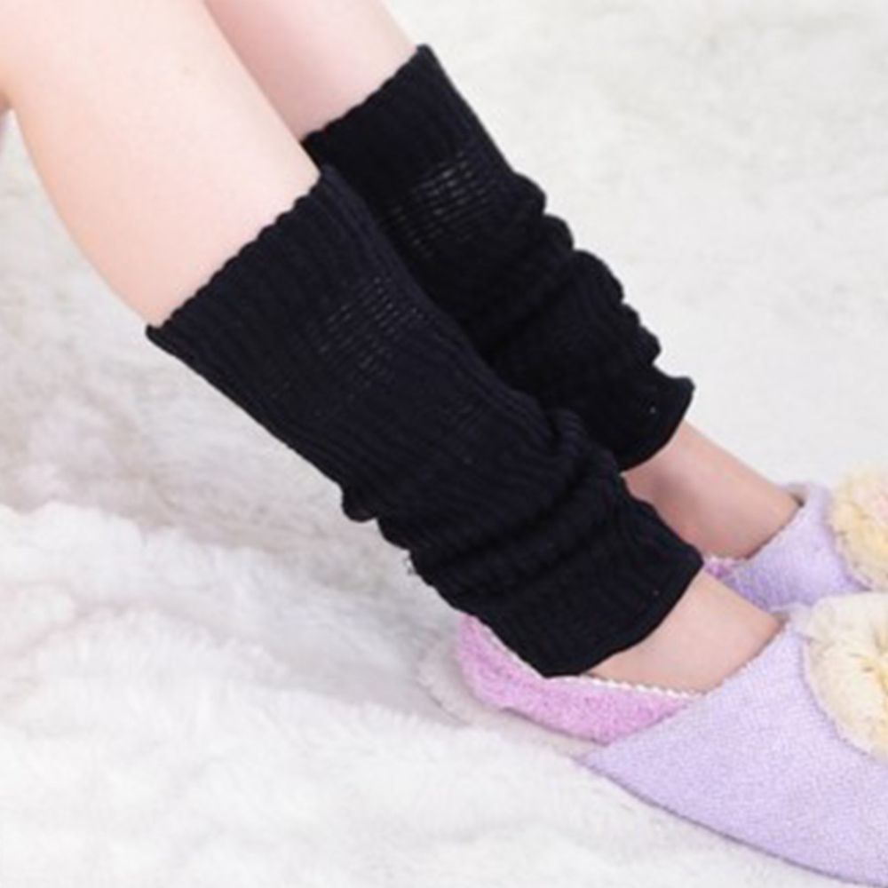 日本女裝代購 - 日本製 保暖襪套(絲綢添加)-長度38cm-時尚黑 (F)