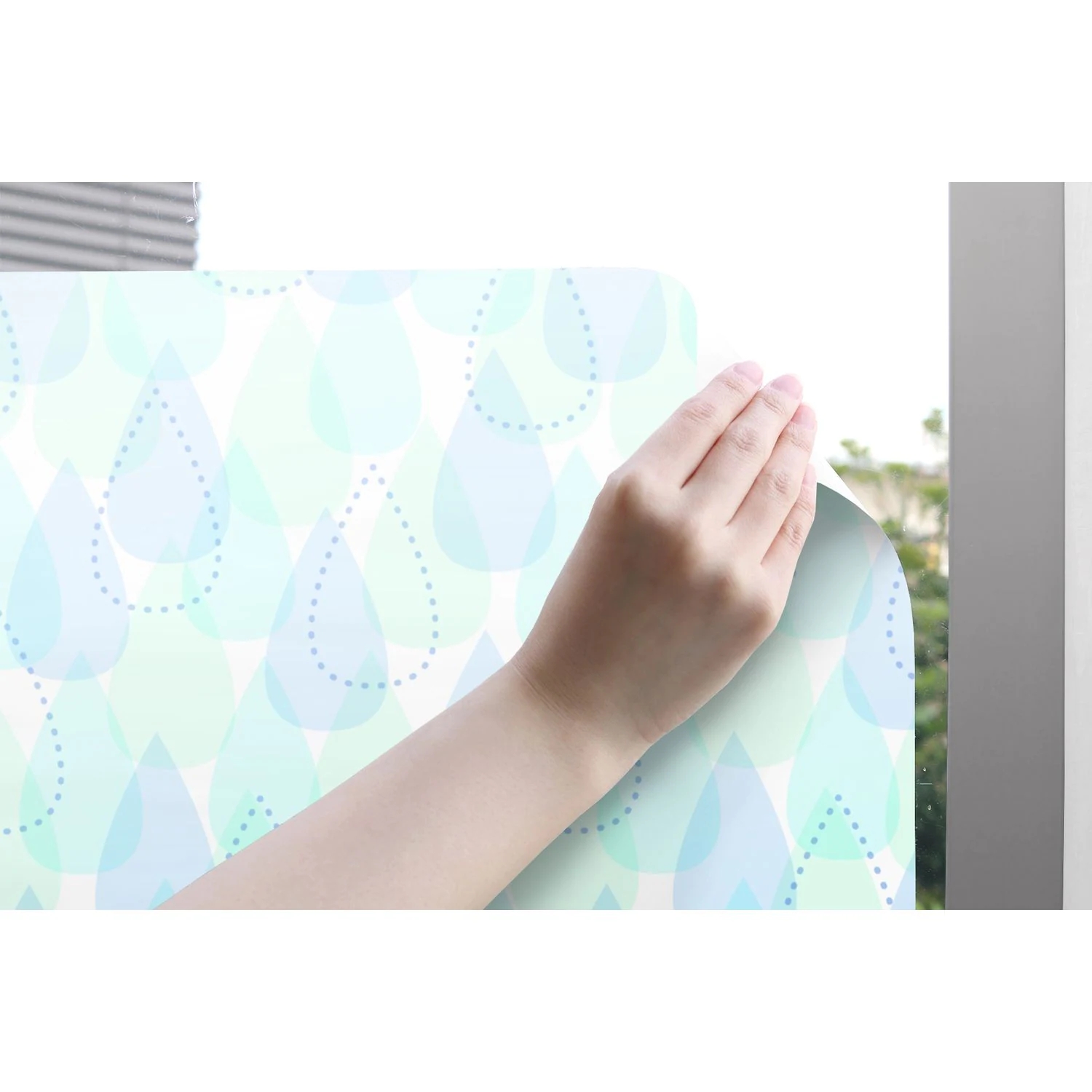 日本千趣會 - 日本製 99%抗UV光影窗貼(靜電式) 雙面防黴-綠色樹葉 (46x90cm)