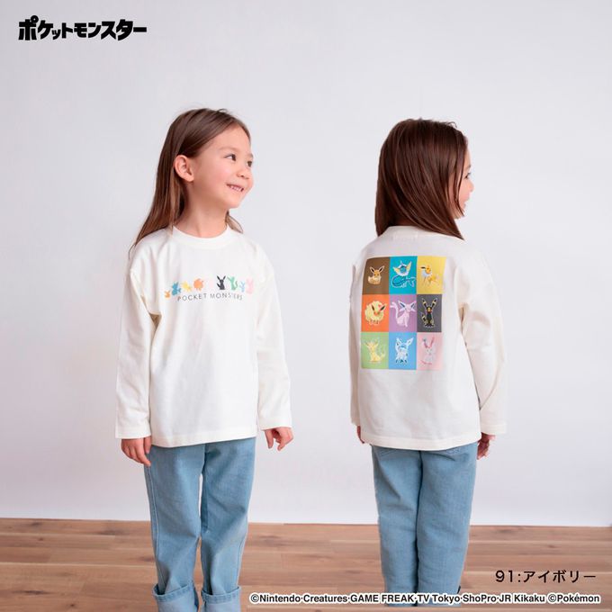 日本 BRANSHES - 超帥寶可夢前後印花長袖上衣-黑色列空坐-黑