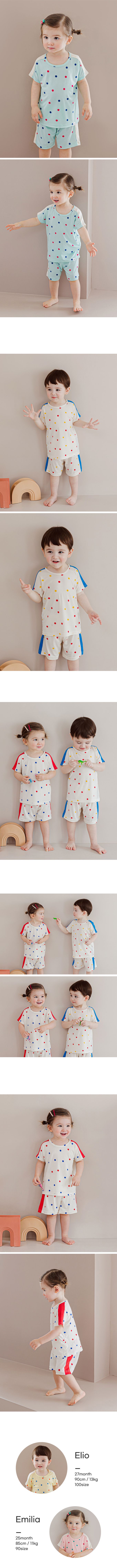 韓國 Cordi-i - 無螢光涼感短袖家居服套裝-圓點點-淺黃