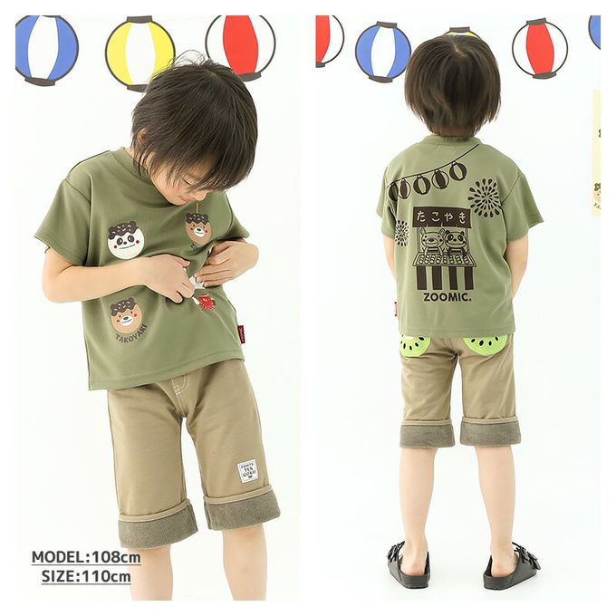 日本 ZOOLAND - 接觸涼感 夏日祭典網眼短袖上衣-團扇-海軍藍