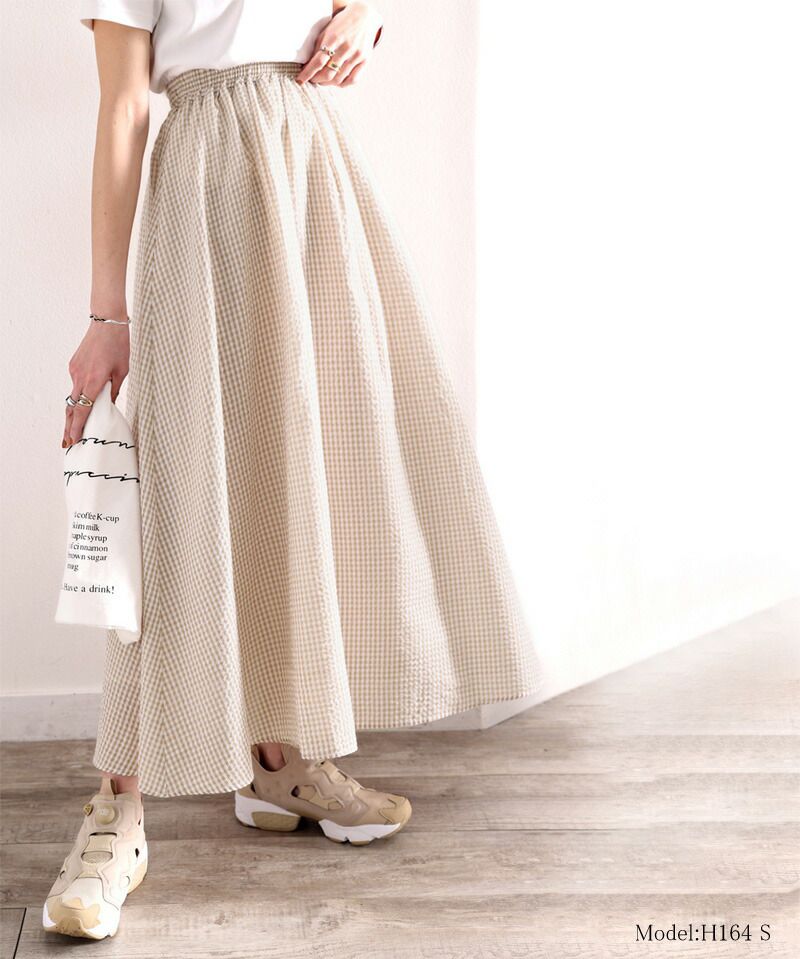 日本 Classical Elf - 春日休閒百搭長裙-直條紋-水藍