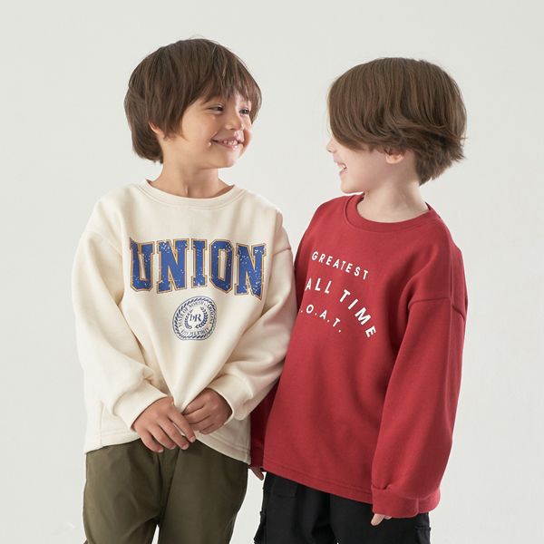 日本 b-ROOM - 裏毛定番英文印花長袖上衣-炭灰