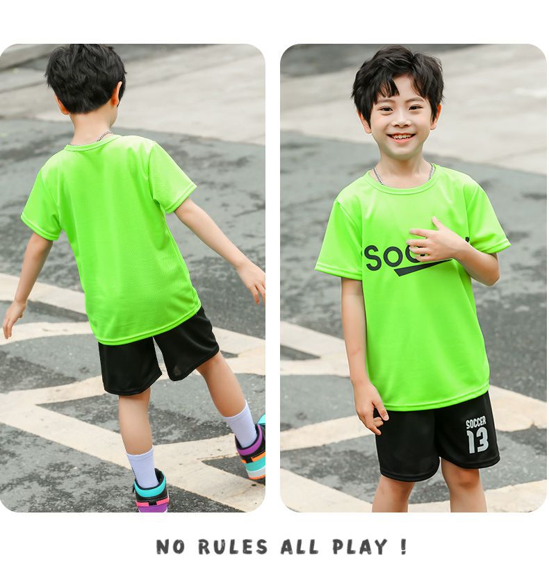 兒童速乾網眼短袖運動套裝-Soccer-紅色