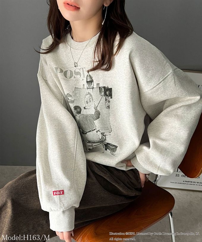 日本 Classical Elf - 設計師聯名 2WAY印花裏毛上衣-三重自畫像-炭灰