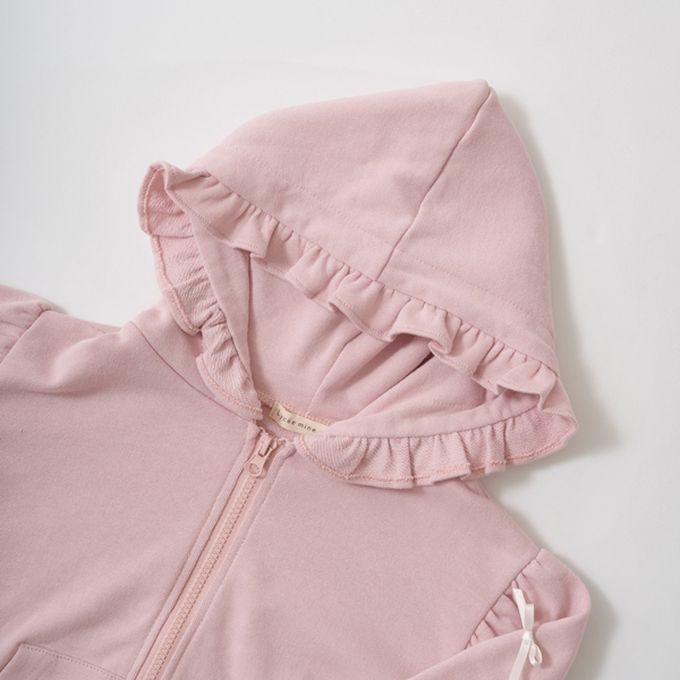 日本 Lycee mine - 蝴蝶結袖荷葉邊少女連帽外套-灰