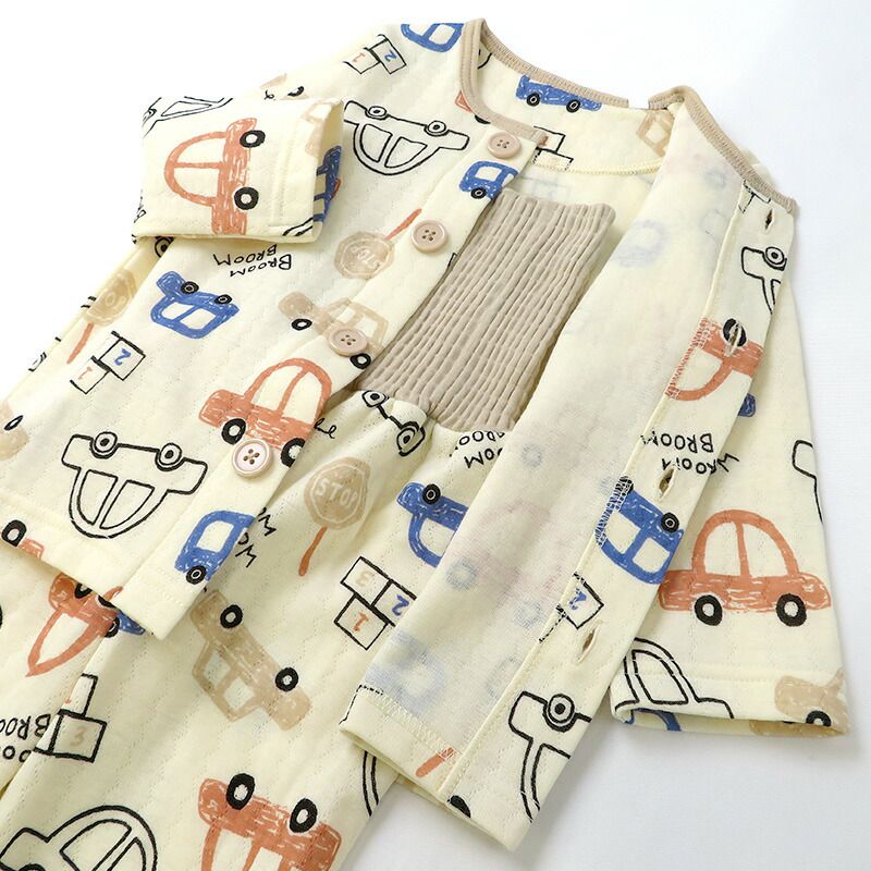 日本 ZOOLAND - 印花腹卷長袖家居服/睡衣-熊貓-淺灰