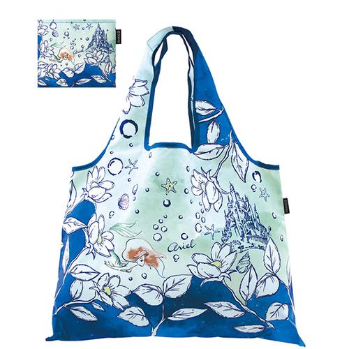 日本 PRAIRIE DOG - 2 WAY折疊印花購物袋-小美人魚-藍綠