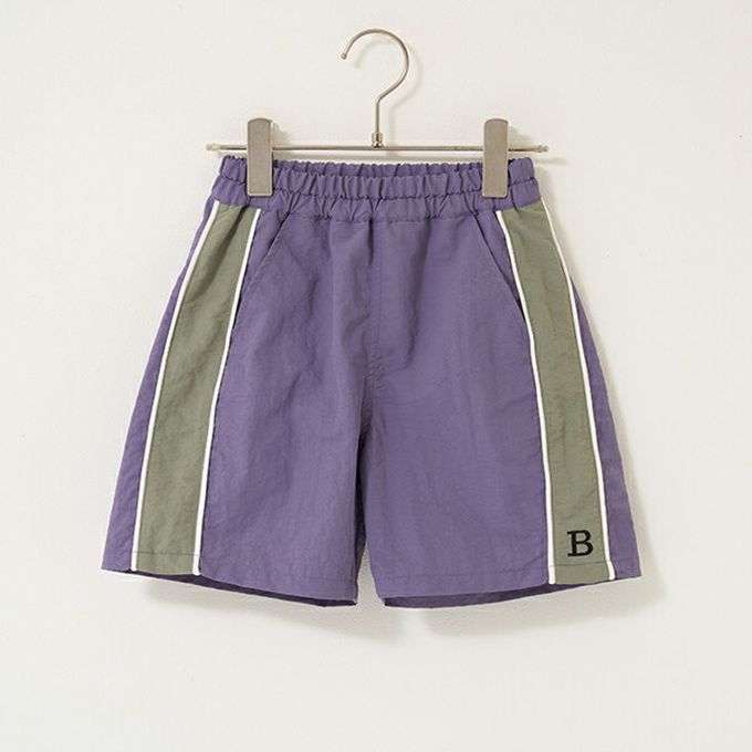 日本 b-ROOM - 輕盈尼龍側邊線條短褲-象牙白