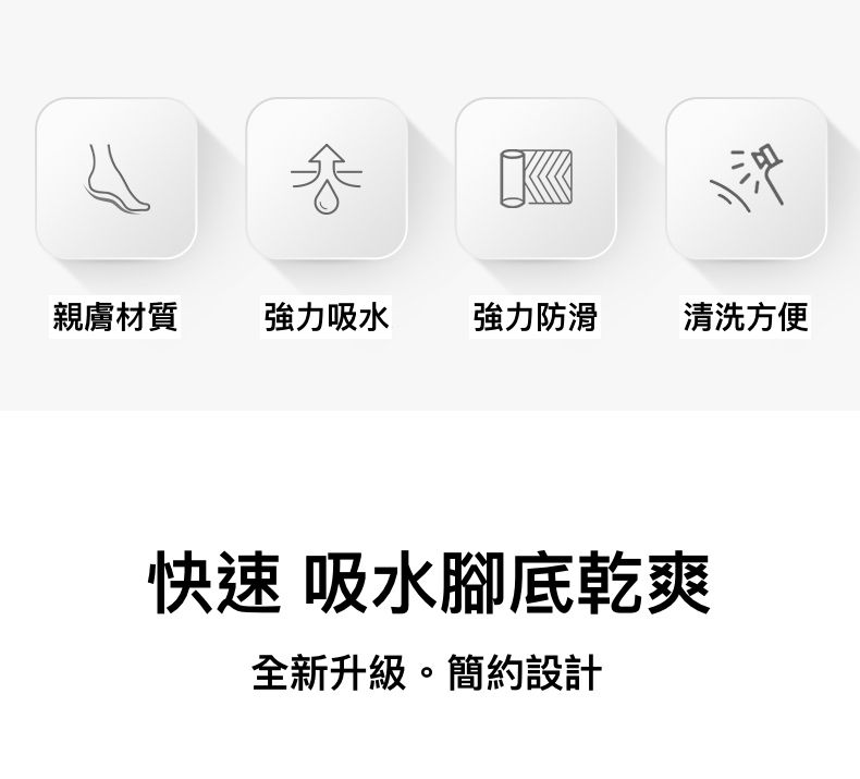 上田屋 - 連續踩踏瞬吸乾爽科技絨腳踏墊/地墊/防霉抗菌快乾好洗/柔軟彈性材質-大理石紋-深灰 (50x80x0.5cm±5%)