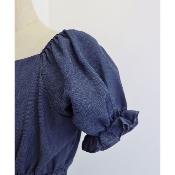 日本 BLUE EAST - 甜美氣質泡泡袖收腰洋裝-薄荷綠