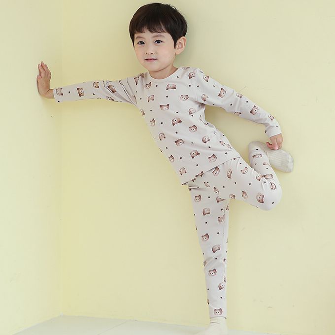 正韓 Cogibu - 極舒適無螢光劑幼兒/兒童 AERO WARM 有機發熱衣睡衣/家居服套裝組-熊寶貝