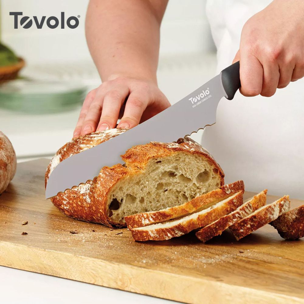 美國 Tovolo - 舒適握感不鏽鋼鋸齒麵包刀-21cm