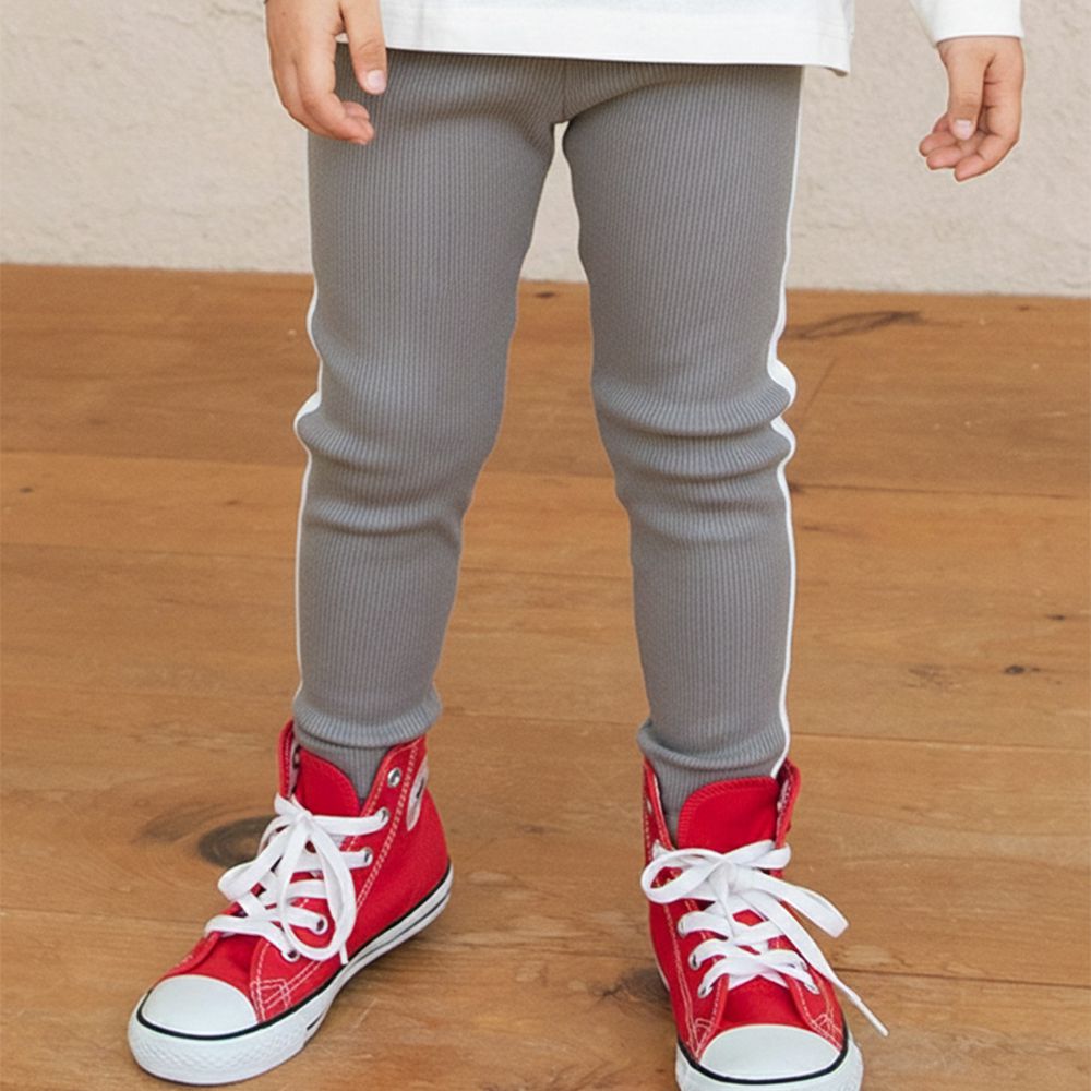 DAISUKI 羅紋彈性九分褲-休閒灰