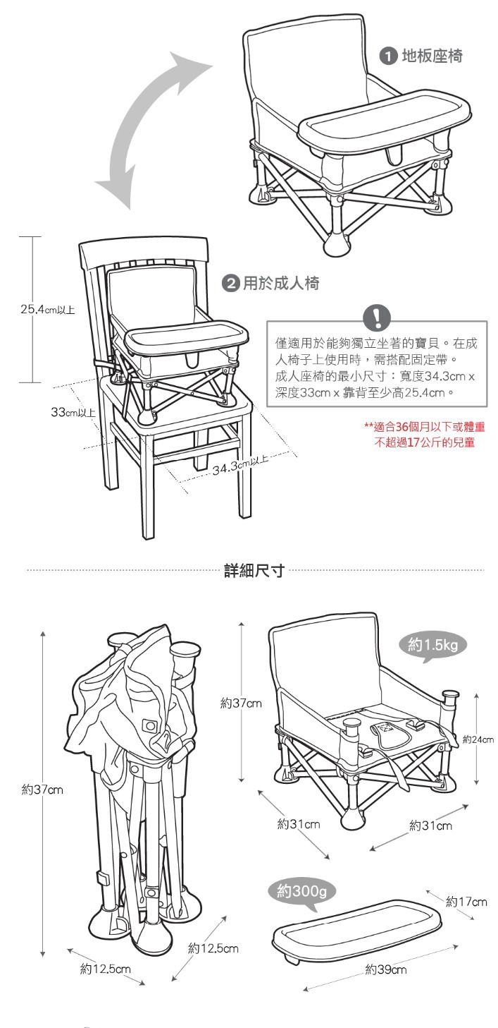 Summer Infant - 可攜式幼兒摺疊餐椅-藍色