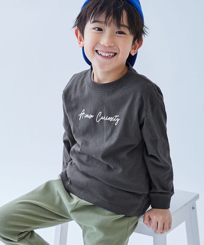 日本 devirock - 100%棉 定番印花長袖上衣-鯊魚圈圈-灰藍