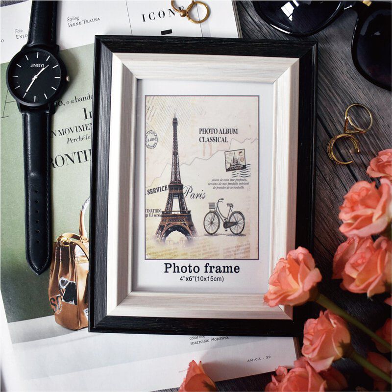 TROMSO - 巴黎撞色木紋4X6相框-黑