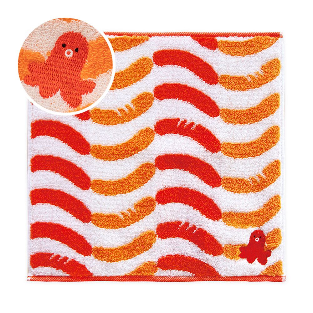 100%棉 日本製今治方巾/手帕-小熱狗-橘紅 (23×23cm)