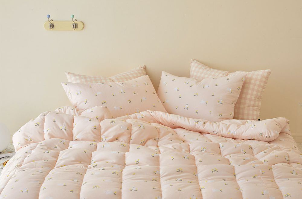 韓國 Maatila - 可水洗超細纖維桃皮感四季被-粉紅小兔