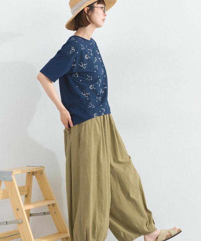 日本 Lupilien - 唯美刺繡舒適棉短袖上衣-星座-米白