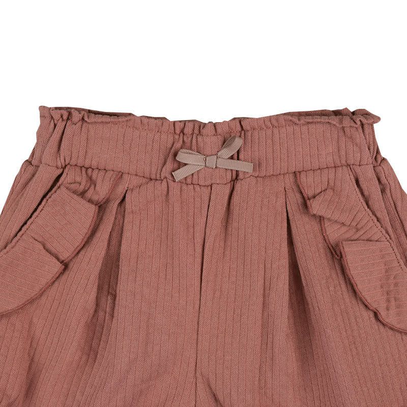 akachan honpo - 短褲 針織泡泡紗-咖啡色