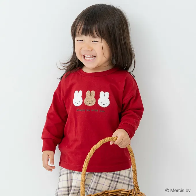 日本 Chil2 - 限定聯名 米飛兔印花長袖上衣-線條耳朵-奶油白