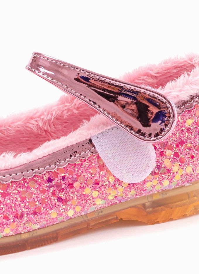 韓國 OZKIZ - (LED)愛心鑽亮片刷毛矮跟皮鞋-紫