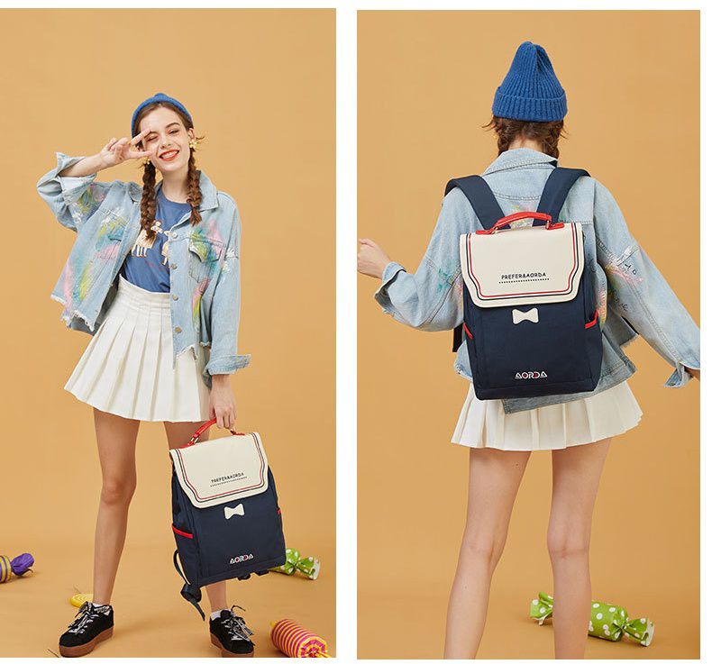 復古風翻蓋書包-粉紅色 (38.5x28x15cm)