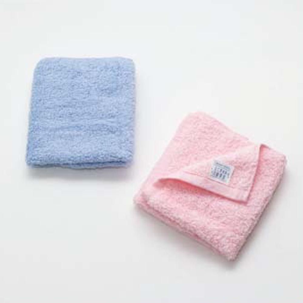 日本代購 - 日本製 柔撚5倍吸水力小方巾/毛巾2件組-淺粉+淺藍 (33x40cm)