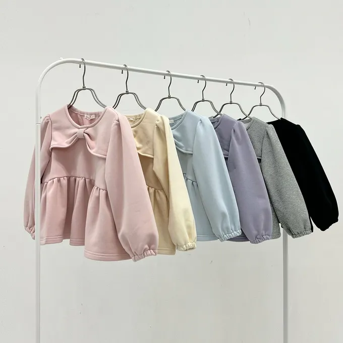 日本 Lycee mine - 胸前蝴蝶結領荷葉上衣-藍