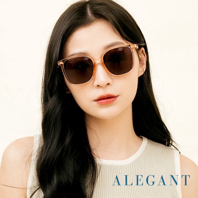 ALEGANT - 芙麗粉復古風格輕量橢圓方框墨鏡│UV400太陽眼鏡
