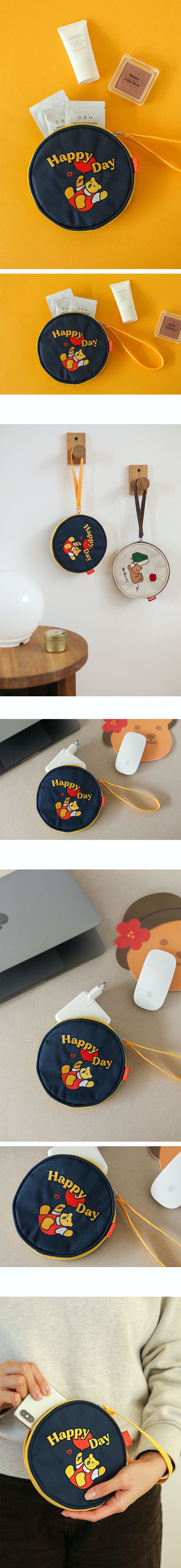 韓國 Daily Like - 圓形零錢包-快樂果凍熊 (15 x 15 x 1cm)