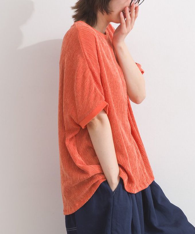 日本 Lupilien - 嫘縈混紡細緻羅紋圓領短袖上衣-薰衣草