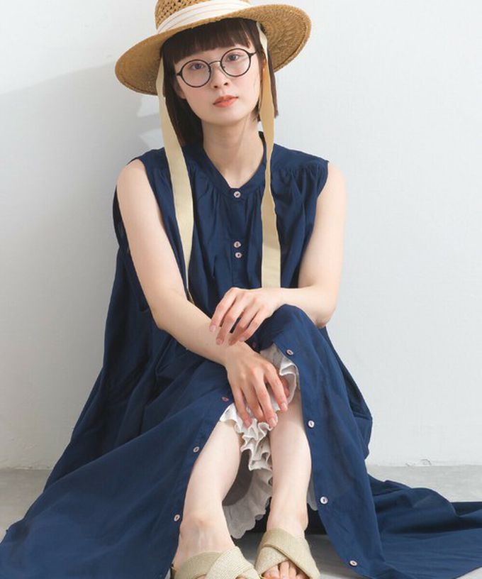 日本 Lupilien - 100%印度棉 清爽素色無袖洋裝-莓果粉