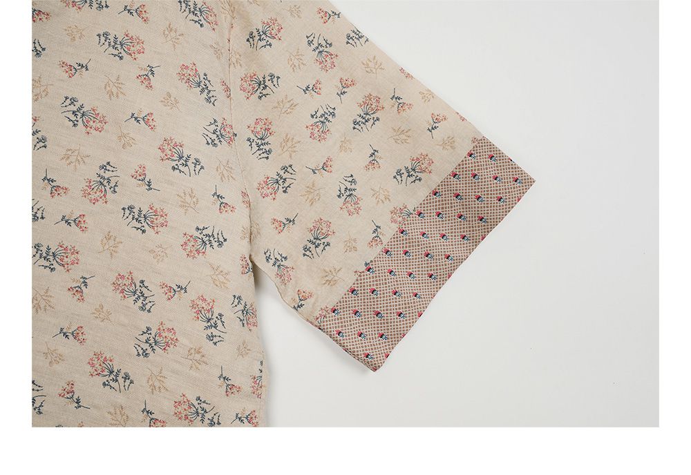 韓國 ULLALA - 復古碎花長褲睡衣(兩件式) (FREE)