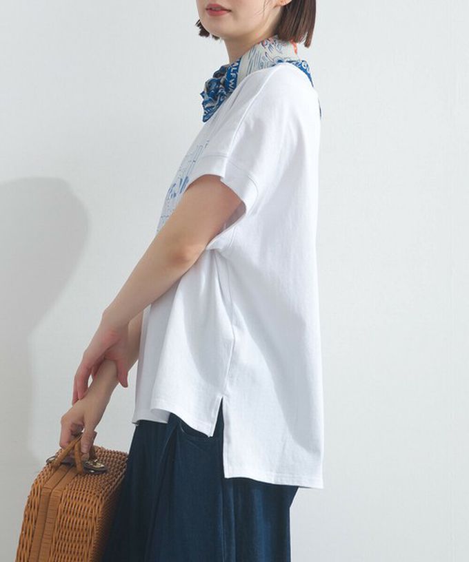 日本 Lupilien - 16OE天竺棉 法式英文標語短袖上衣-白