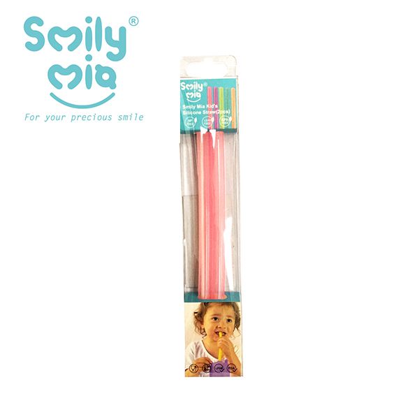 美國 Smily Mia - SmilyMia矽膠吸管組2入-(2細)-粉
