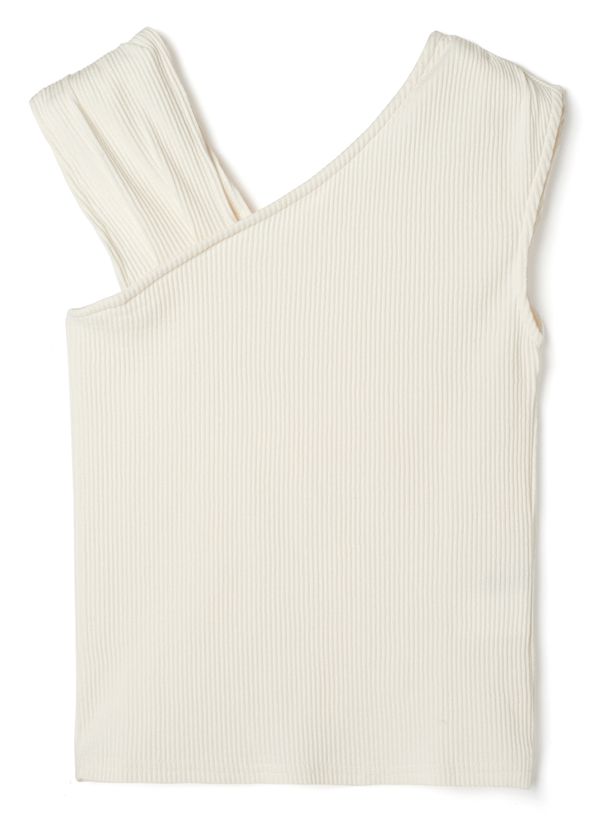 日本 GRL - 不對稱羅紋彈性無袖上衣-水藍