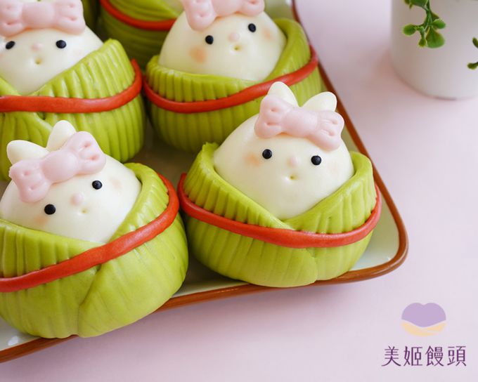 美姬饅頭 - 兔兔粽子鮮乳造型紅豆包