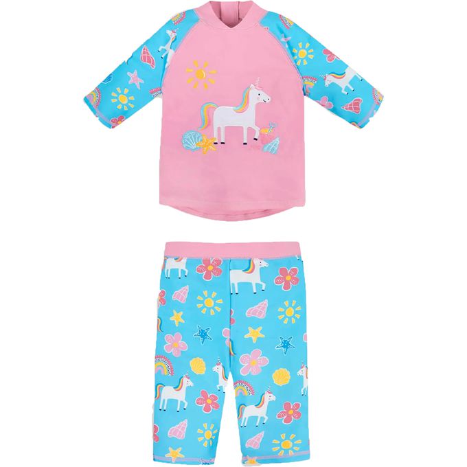 英國 JoJo Maman BeBe - 嬰幼兒/兒童兩件式防曬泳裝-童話世界