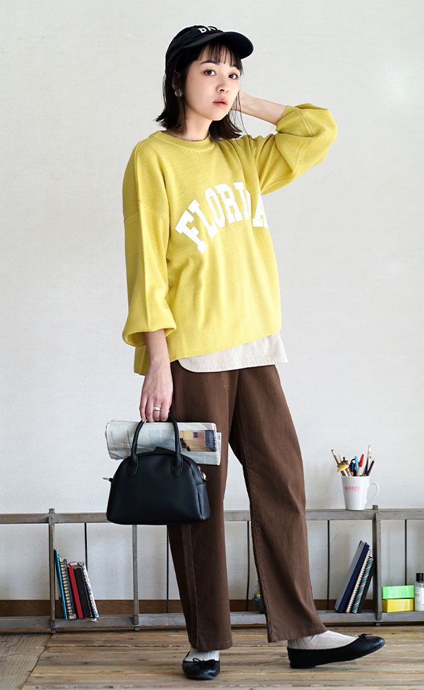 日本 zootie - 美式英文圓領澎袖輕薄針織長袖上衣-紅