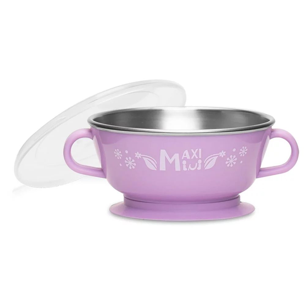 美國 MaxiMini - 嬰幼兒抗菌不鏽鋼湯碗-馬卡龍紫
