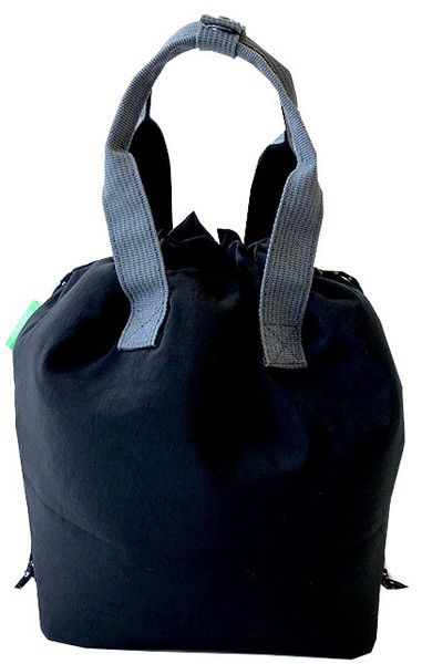 日本代購 - 抽繩束口保溫保冷便當袋-格紋-寶貝藍 (27x19×16cm)