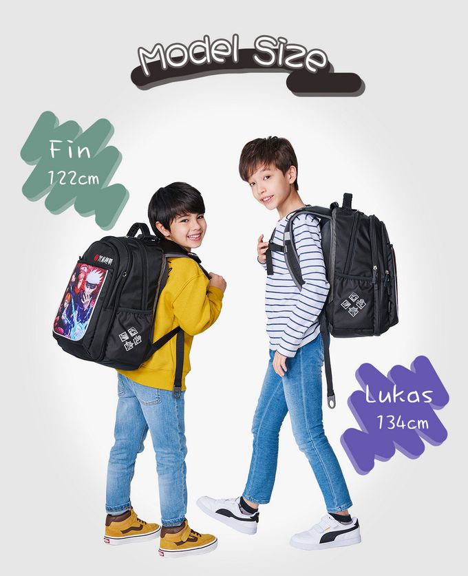 impact 怡寶 - 咒術迴戰成長型護脊書包-黑色(JK21-A4-83BK)|身高130cm以上適用