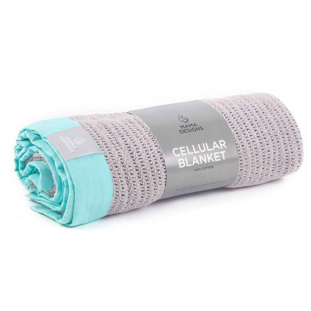 英國 Mama Designs - 100% 棉織透氣洞洞毯-薄荷藍 (S號)-70x90cm