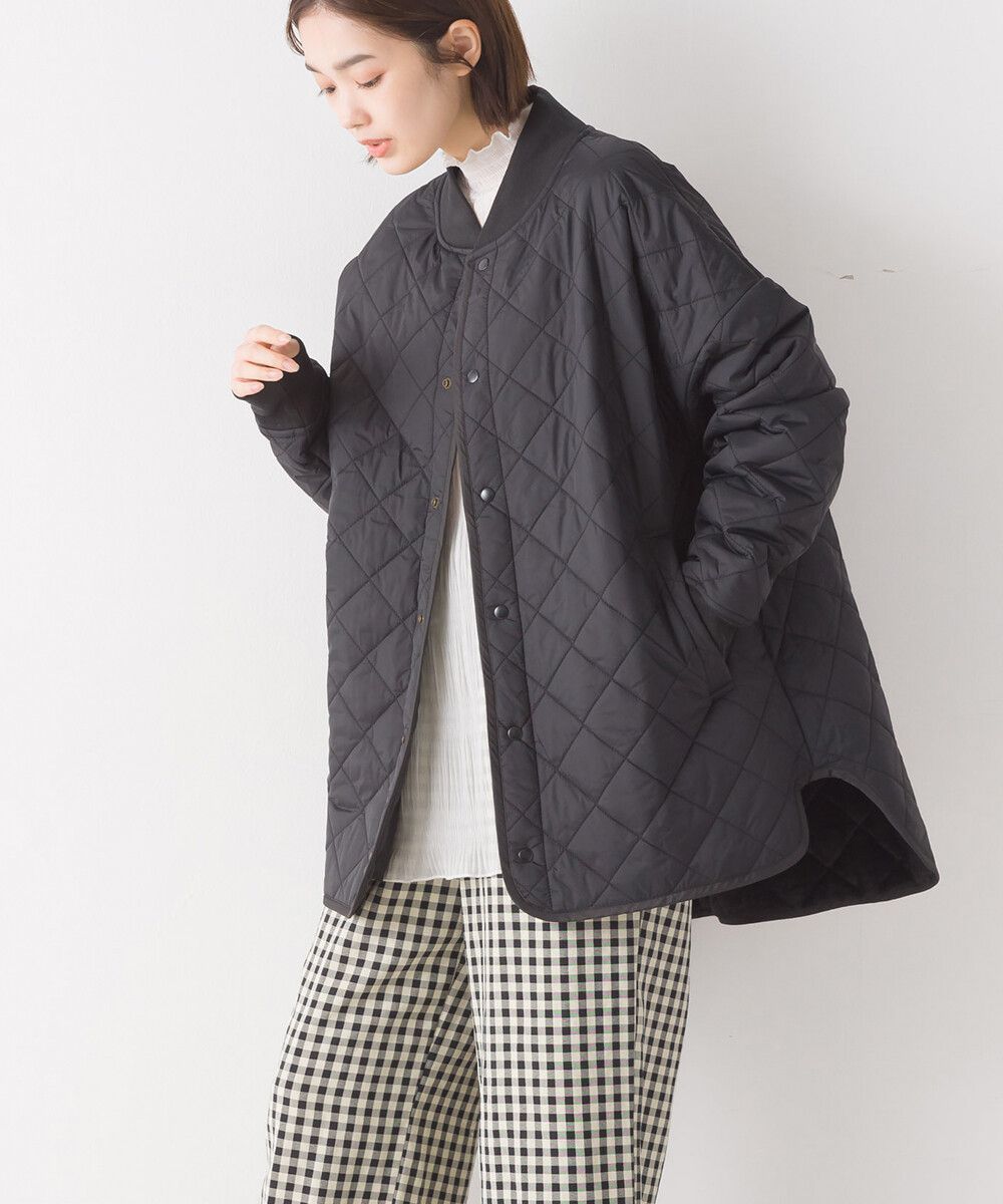 日本 OMNES - 菱紋衍縫鋪棉外套(媽媽款)-軍綠