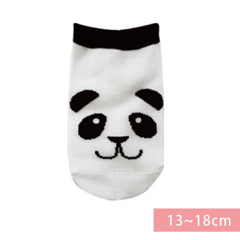日本 OKUTANI - 童趣日文插畫短襪-熊貓-黑白 (13-18cm(3-6y))