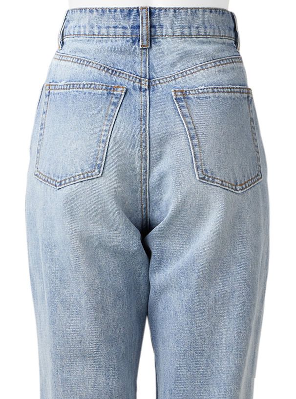 日本 GRL - 簡約直筒單寧牛仔褲-淺藍